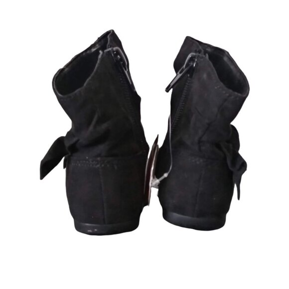 Wonder Nation Infant Black Side Zip Slouch Boots With Bow Detail Size 3 - Picture 9 of 10